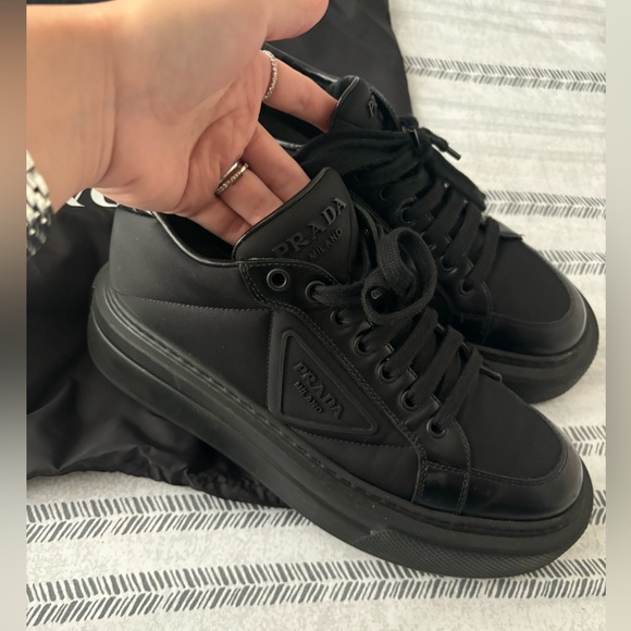 Prada Macro Re-Nylon and brushed leather sneakers - Picture 3 of 7